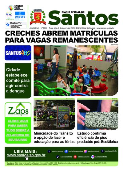 Imagem da primeira página do Diário Oficial de 06/01/2026