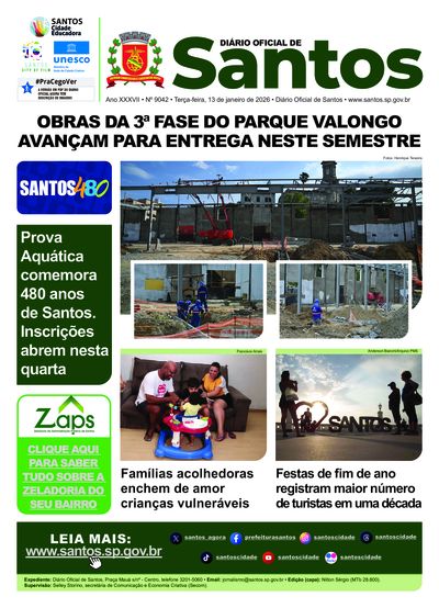 Imagem da primeira página do Diário Oficial de 13/01/2026