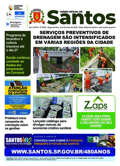 Imagem da primeira página do Diário Oficial de 02/02/2026