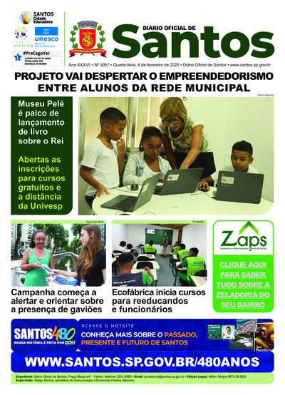 Imagem da primeira página do Diário Oficial de 04/02/2026