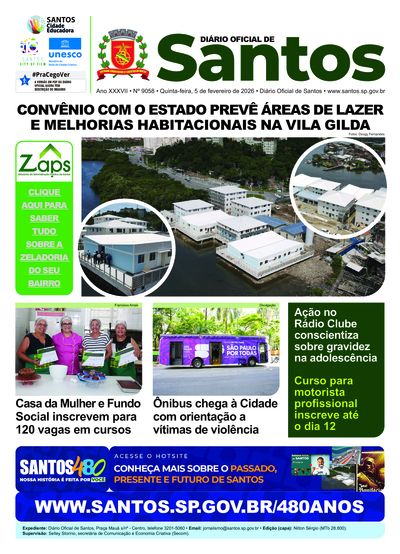 Imagem da primeira página do Diário Oficial de 05/02/2026