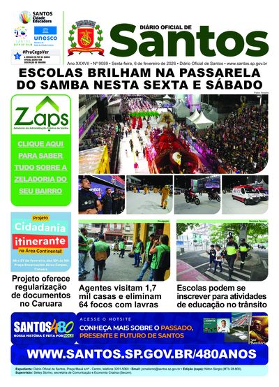 Imagem da primeira página do Diário Oficial de 06/02/2026