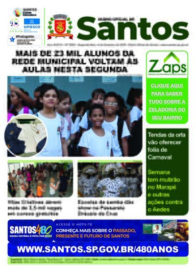 Imagem da primeira página do Diário Oficial de 09/02/2026