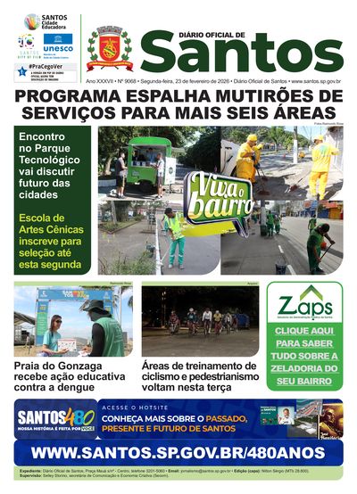 Imagem da primeira página do Diário Oficial de 23/02/2026