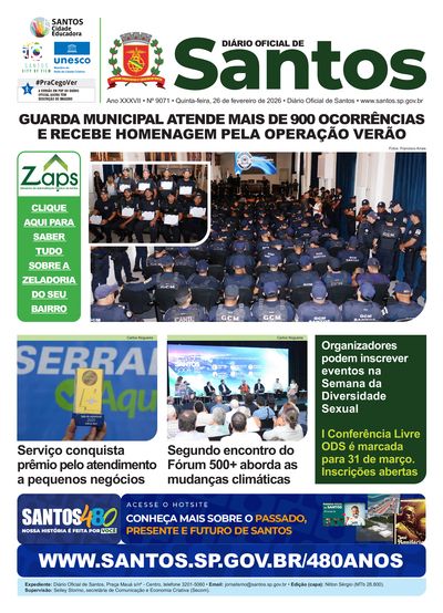 Imagem da primeira página do Diário Oficial de 26/02/2026