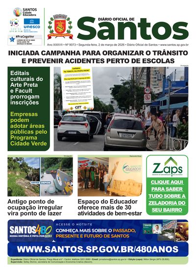 Imagem da primeira página do Diário Oficial de 02/03/2026