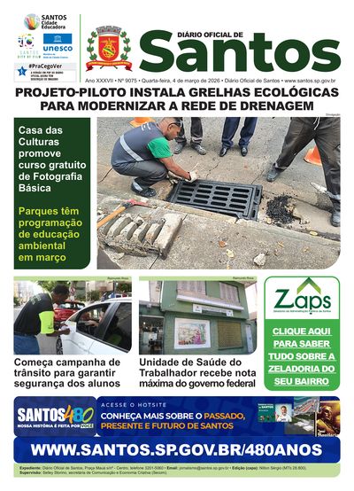 Imagem da primeira página do Diário Oficial de 04/03/2026