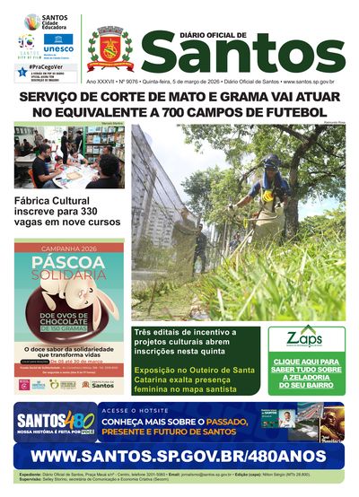 Imagem da primeira página do Diário Oficial de 05/03/2026