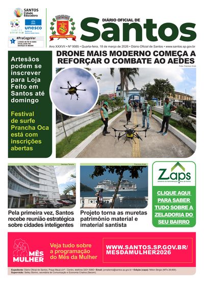 Imagem da primeira página do Diário Oficial de 18/03/2026