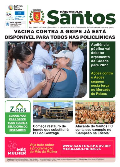 Imagem da primeira página do Diário Oficial de 31/03/2026