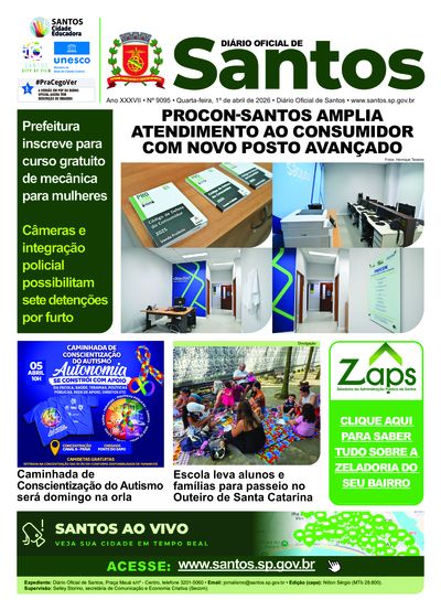 Imagem da primeira página do Diário Oficial de 01/04/2026