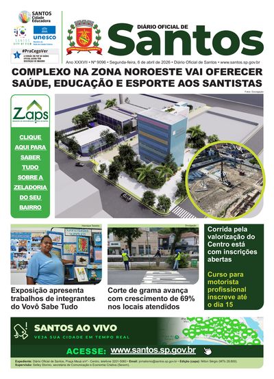 Imagem da primeira página do Diário Oficial de 06/04/2026