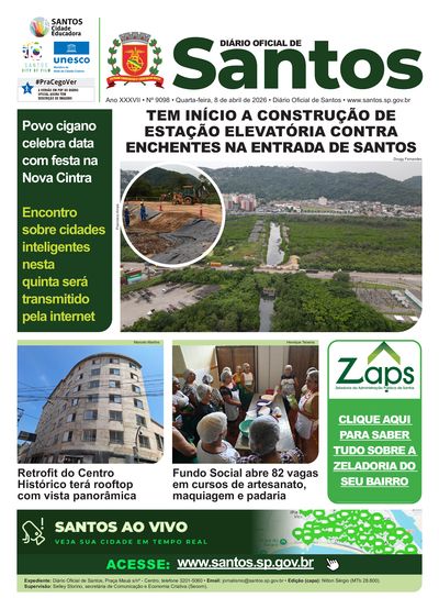 Imagem da primeira página do Diário Oficial de 08/04/2026