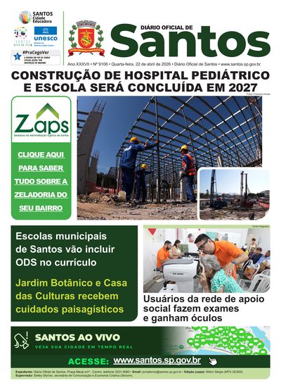 Imagem da primeira página do Diário Oficial de 22/04/2026