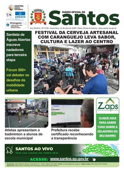 Imagem da primeira página do Diário Oficial de 24/04/2026