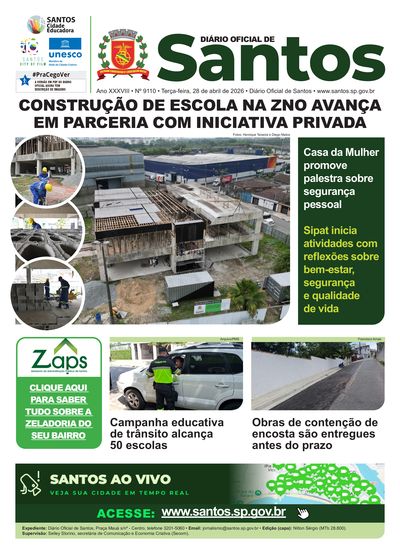 Imagem da primeira página do Diário Oficial de 28/04/2026