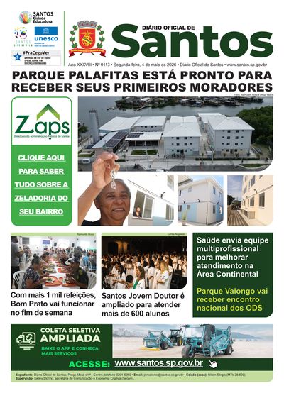 Imagem da primeira página do Diário Oficial de 04/05/2026