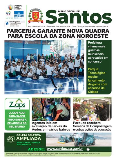 Imagem da primeira página do Diário Oficial de 05/05/2026