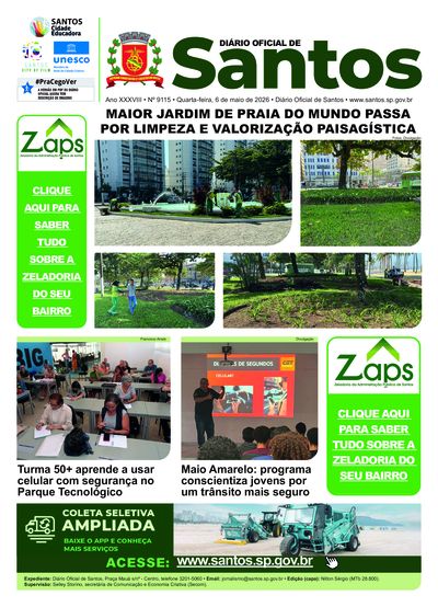 Imagem da primeira página do Diário Oficial de 06/05/2026