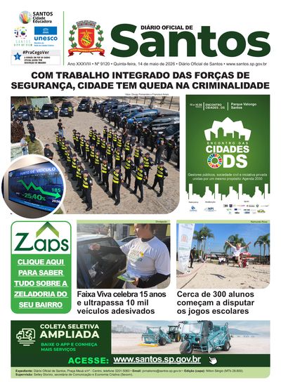 Imagem da primeira página do Diário Oficial de 14/05/2026