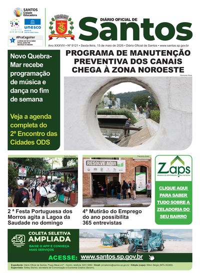 Imagem da primeira página do Diário Oficial de 15/05/2026