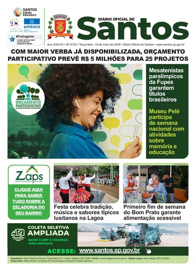 Imagem da primeira página do Diário Oficial de 19/05/2026