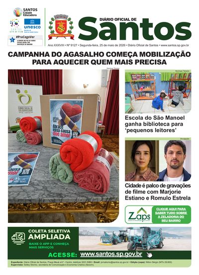 Imagem da primeira página do Diário Oficial de 25/05/2026