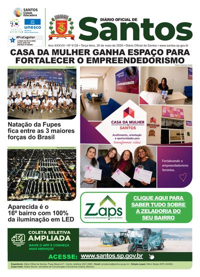 Imagem da primeira página do Diário Oficial de 26/05/2026