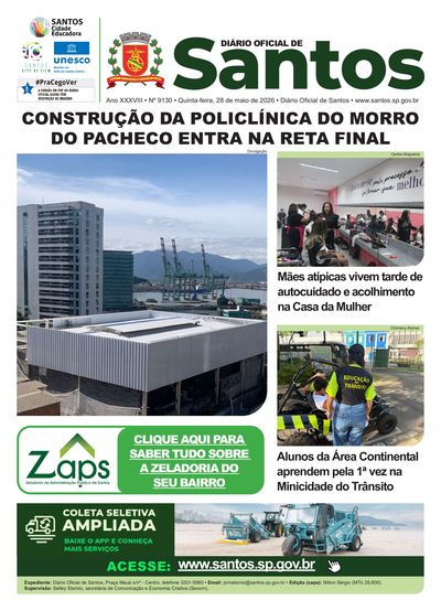 Imagem da primeira página do Diário Oficial de 28/05/2026