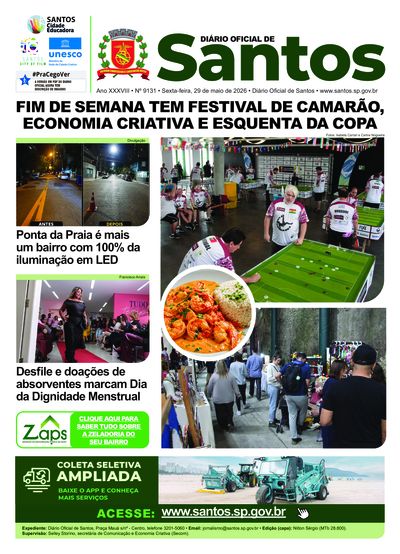 Imagem da primeira página do Diário Oficial de 29/05/2026