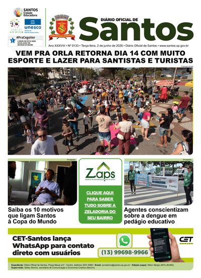 Imagem da primeira página do Diário Oficial de 02/06/2026