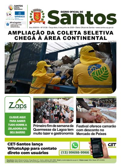 Imagem da primeira página do Diário Oficial de 09/06/2026