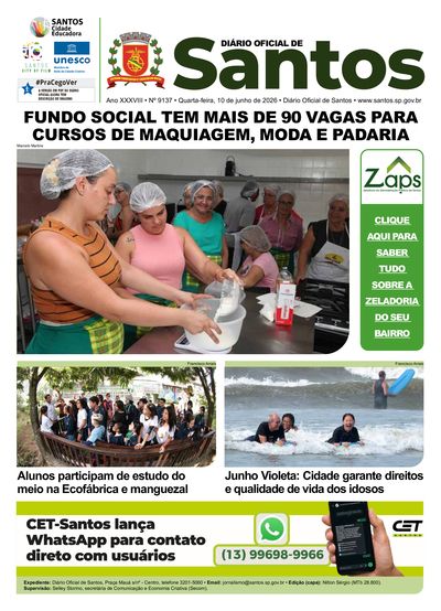 Imagem da primeira página do Diário Oficial de 10/06/2026