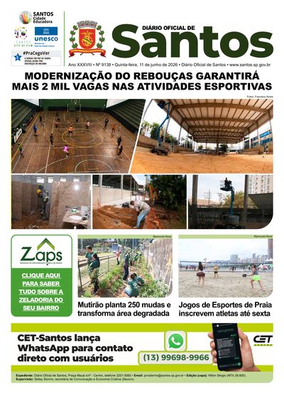 Imagem da primeira página do Diário Oficial de 11/06/2026