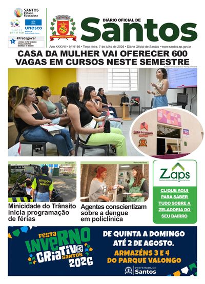 Imagem da primeira página do Diário Oficial de 07/07/2026