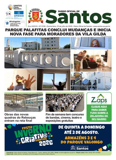 Imagem da primeira página do Diário Oficial de 23/07/2026
