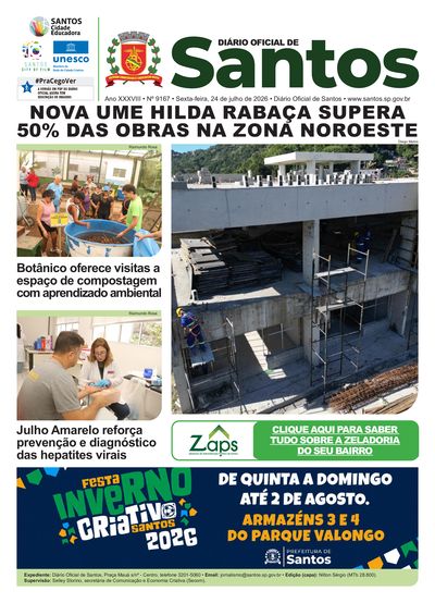 Imagem da primeira página do Diário Oficial de 24/07/2026