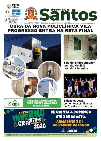 Imagem da primeira página do Diário Oficial de 31/07/2026