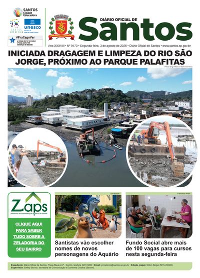 Imagem da primeira página do Diário Oficial de 03/08/2026