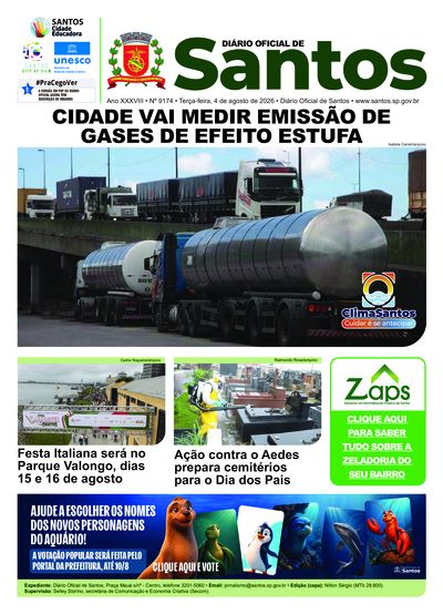 Imagem da primeira página do Diário Oficial de 04/08/2026