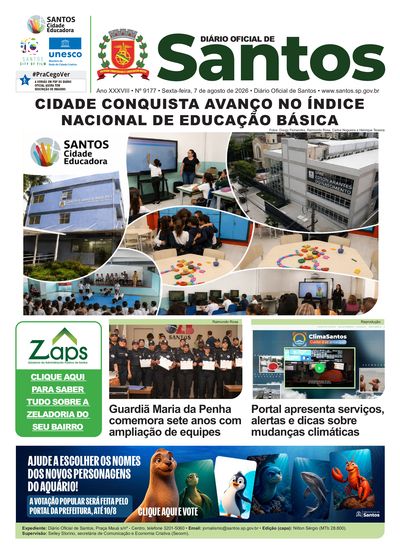 Imagem da primeira página do Diário Oficial de 07/08/2026