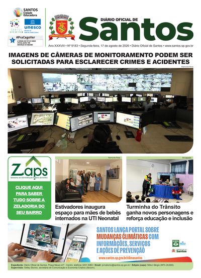 Imagem da primeira página do Diário Oficial de 17/08/2026