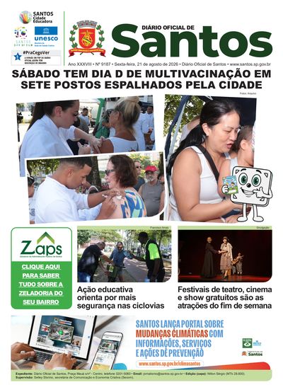 Imagem da primeira página do Diário Oficial de 21/08/2026