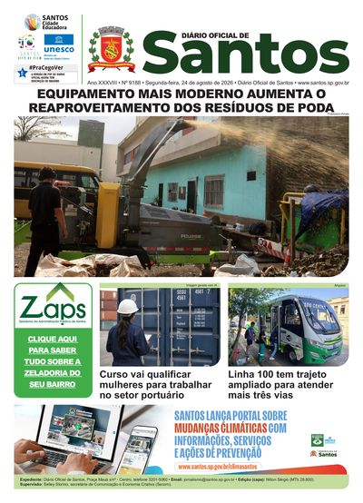 Imagem da primeira página do Diário Oficial de 24/08/2026
