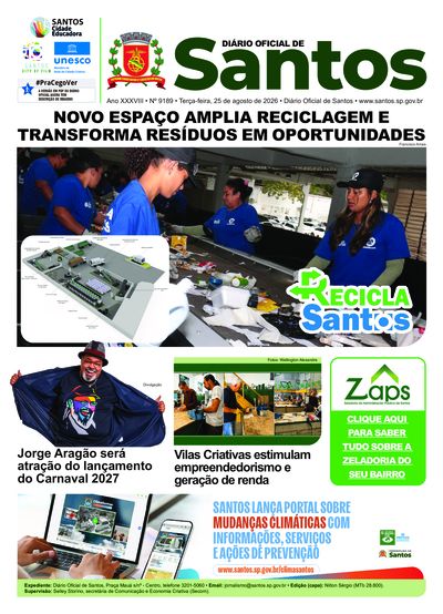Imagem da primeira página do Diário Oficial de 25/08/2026