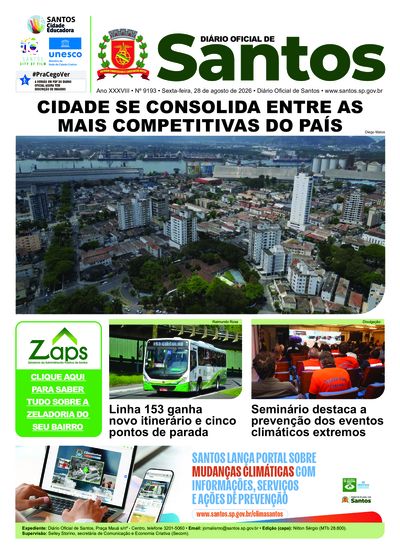 Imagem da primeira página do Diário Oficial de 28/08/2026