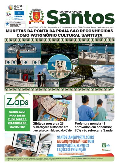Imagem da primeira página do Diário Oficial de 31/08/2026