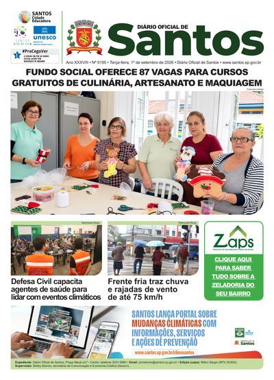 Imagem da primeira página do Diário Oficial de 01/09/2026