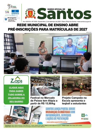 Imagem da primeira página do Diário Oficial de 02/09/2026