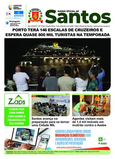 Imagem da primeira página do Diário Oficial de 09/09/2026
